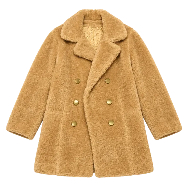 Faux Fur Double Breasted Coat