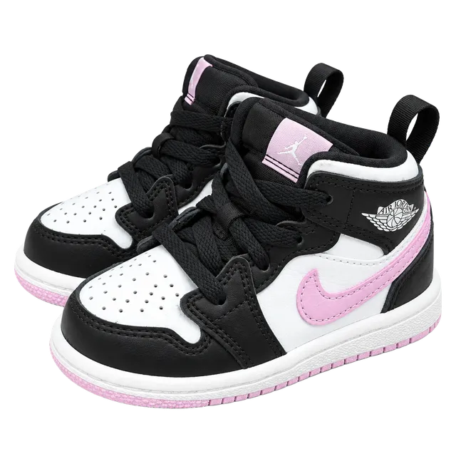 Nike Air Jordan 1 Mid sneakers toddler tennis shoes White Black Pink