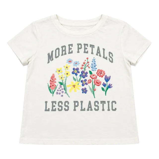 Gap Kids More Petals Less Plastic T-Shirt XL (12) White Graphic Tee