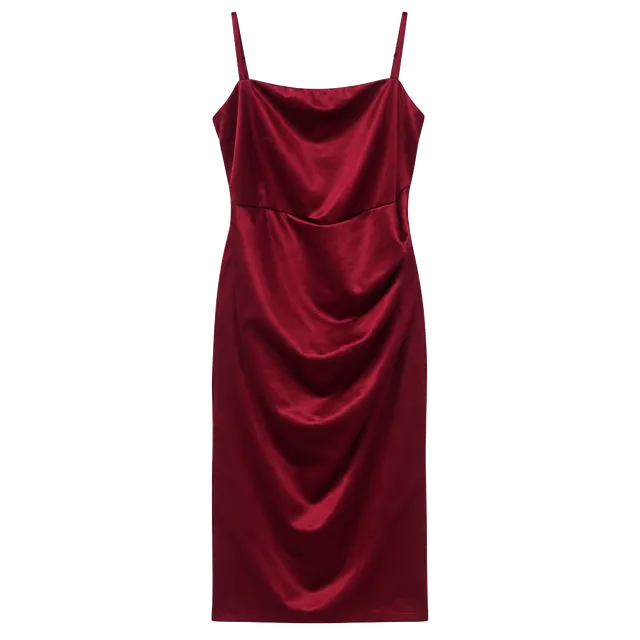Honey and Rosie Satin Slip Dress Size M Red Ruched