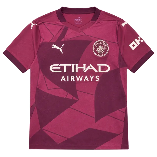 Puma Manchester City 24-25 Third Soccer Jersey Size 13-14Y Maroon Gold