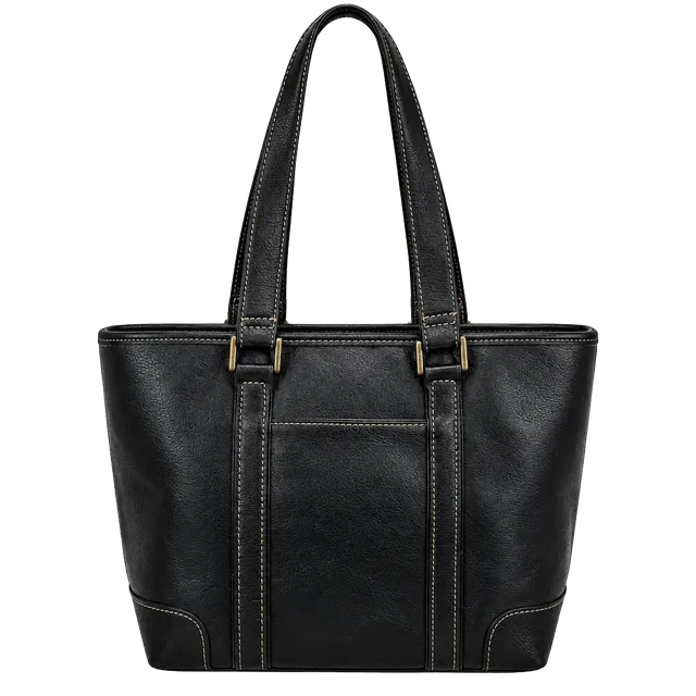 Liz Claiborne Black Faux Leather Tote Handbag