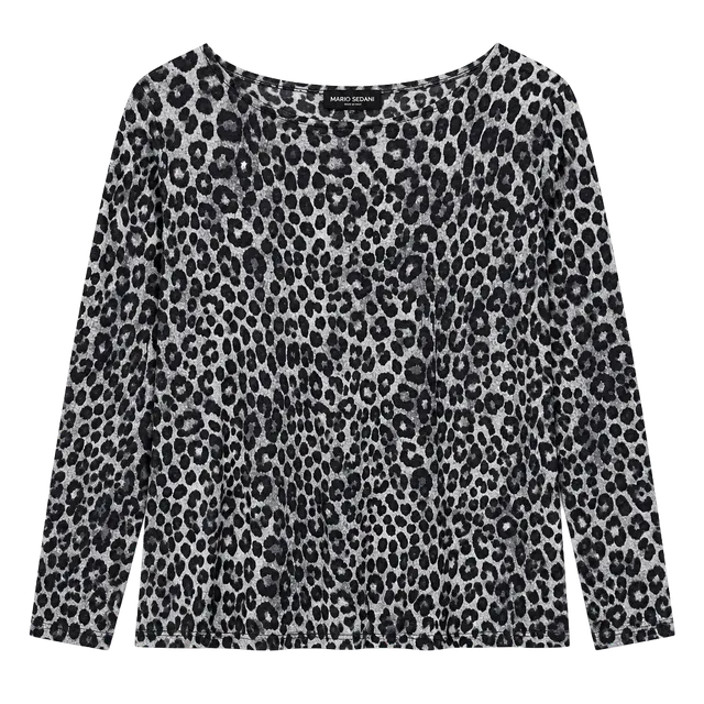Mario Serrani Leopard Long Sleeve Top Size XXL Black White