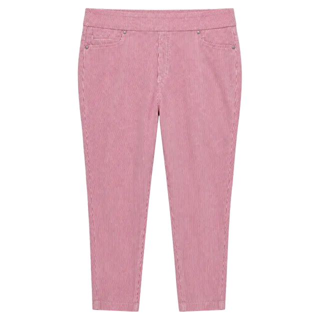 Mario Serrani Womens L Pink White Seersucker Stripe Stretch Capri Pants
