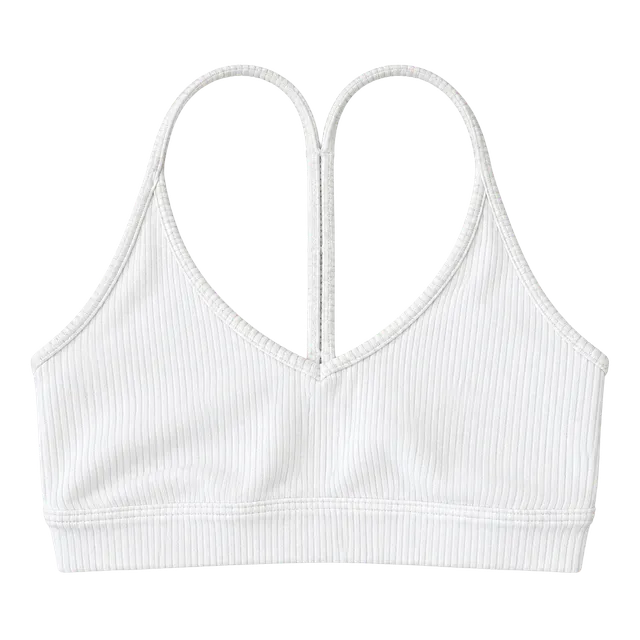 Alo Yoga Wellness Bra White Ribbed Scoop Neck Sports Bra Top Size XS Extra Small