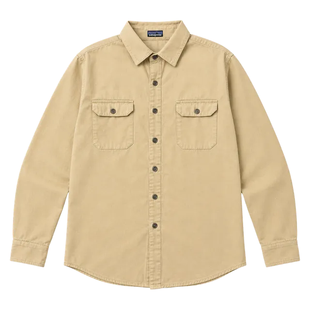 90’s Patagonia Long Sleeve Button Down Shirt Size L Yellow 100% Cotton