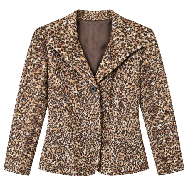 Dennis Basso Faux Fur Leopard Print Jacket Size S