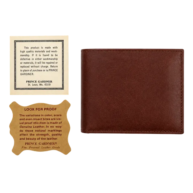 Prince Gardner Leather Bifold Wallet Brown Vintage