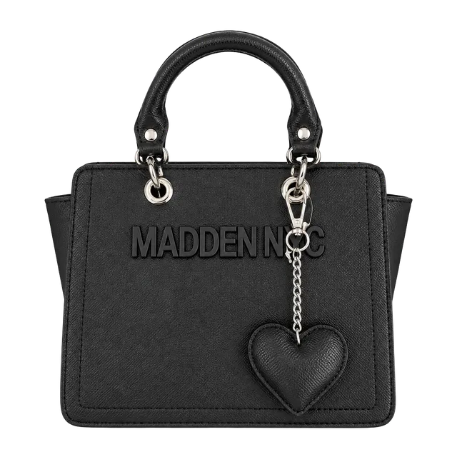 LUP 6 Madden NYC Black Satchel Handbag With Heart Charm