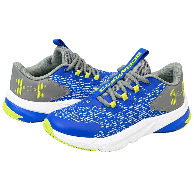 Under Armour Scramjet 4 Size 4Y Blue Yellow Sneakers