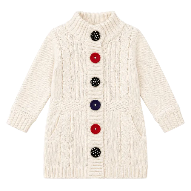 Gymboree Cable Knit Sweater Coat Size XS (3-4) Off White Multi Buttons
