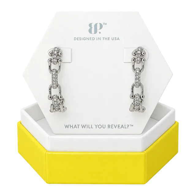 BP A Chain Reaction Large Hoops Horse Bits  Rhodium 