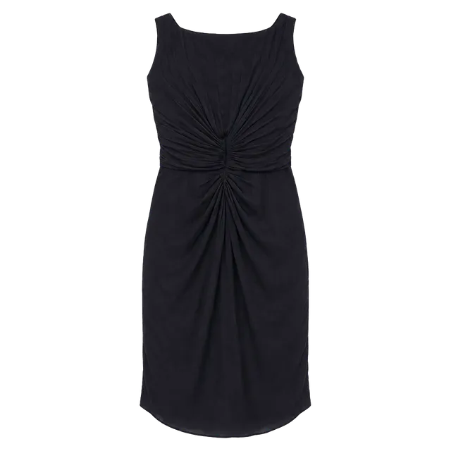 Armani Collezioni Dress Size 12 Black Pleated Silk Sleeveless Cocktail