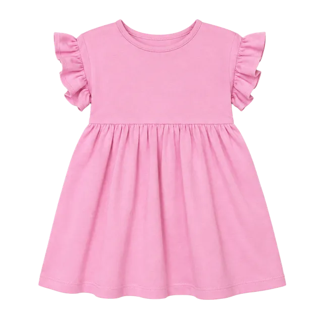(557) Cat & Jack Pink Flutter Sleeve Knit Dress Size 2t