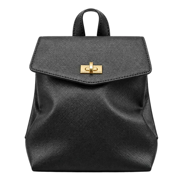 Vanessa Williams Black Saffiano Leather Convertible Mini Backpack Purse