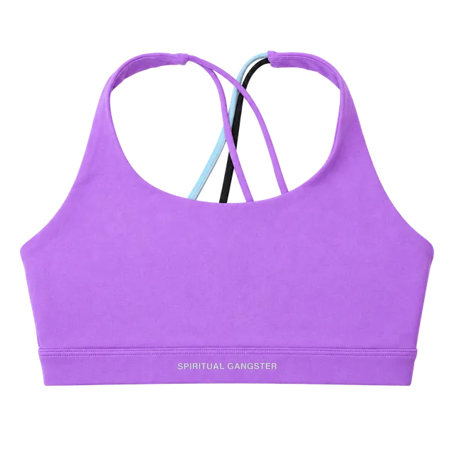 Spiritual Gangster Sports Bra Orchid Pink Strappy Back Workout Yoga Top Size S