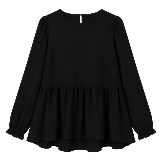 Pomander Place by Tuckernuck Black Long Sleeve Peplum Top Size L