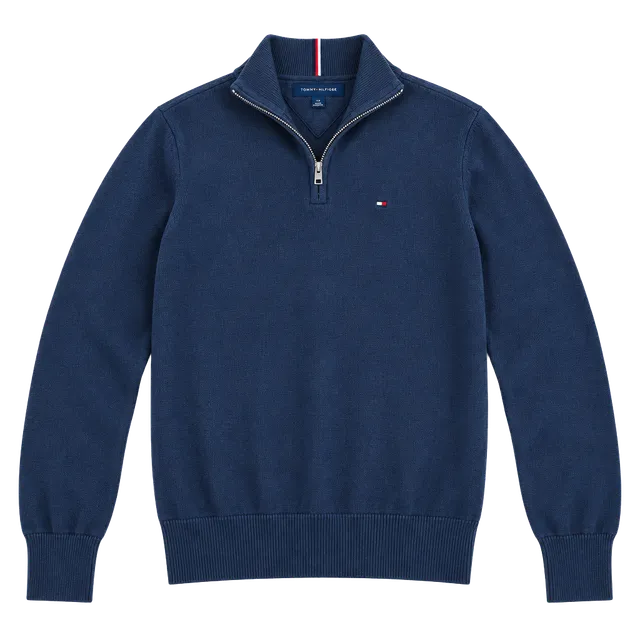 Tommy Hilfiger Quarter-Zip Sweater Size M Black Cotton Mock Neck Pullover