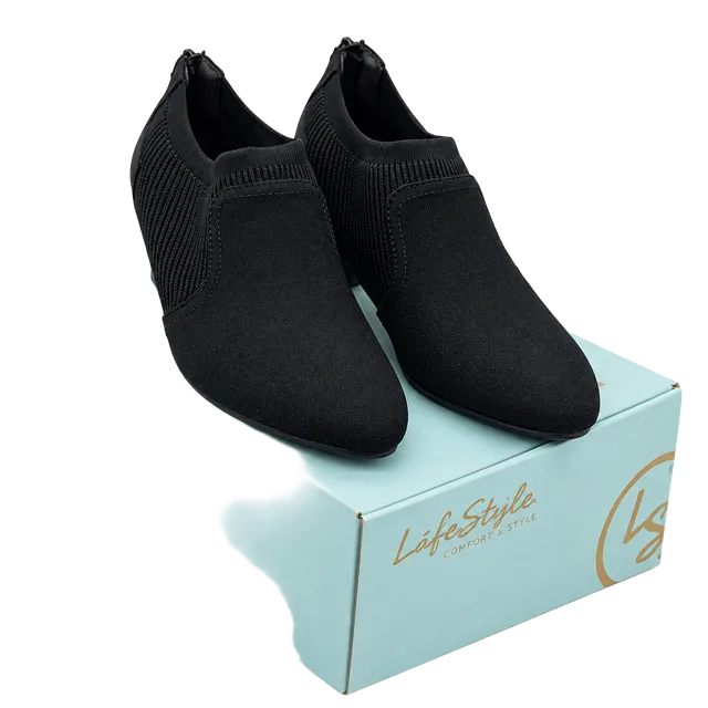 LifeStride Gia Bootie Size 8M Black Micron Heeled Ankle Boots