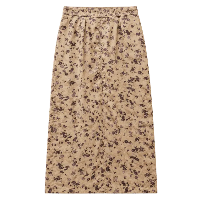 Zara Floral Satin Midi Skirt