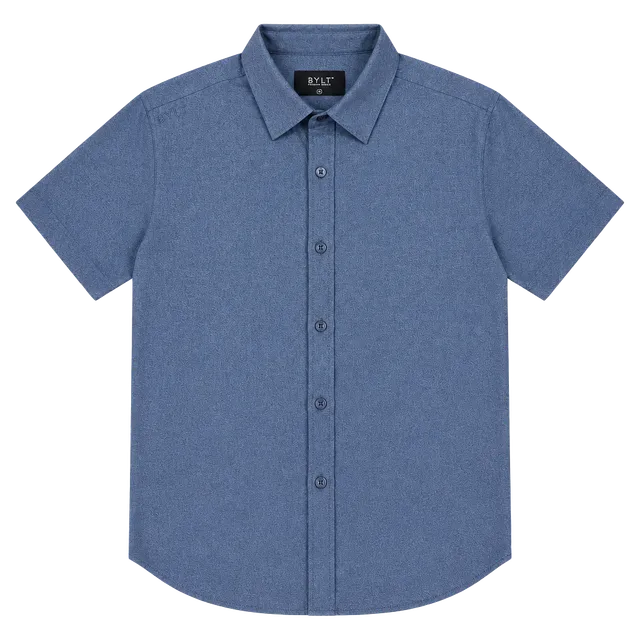 Bylt Premium Basics Short Sleeve Button Up Shirt Size M Blue
