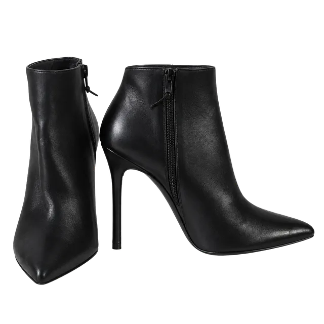 Stuart Weitzman Stuart Power Zip 75 Bootie Black Leather Pointed Toe