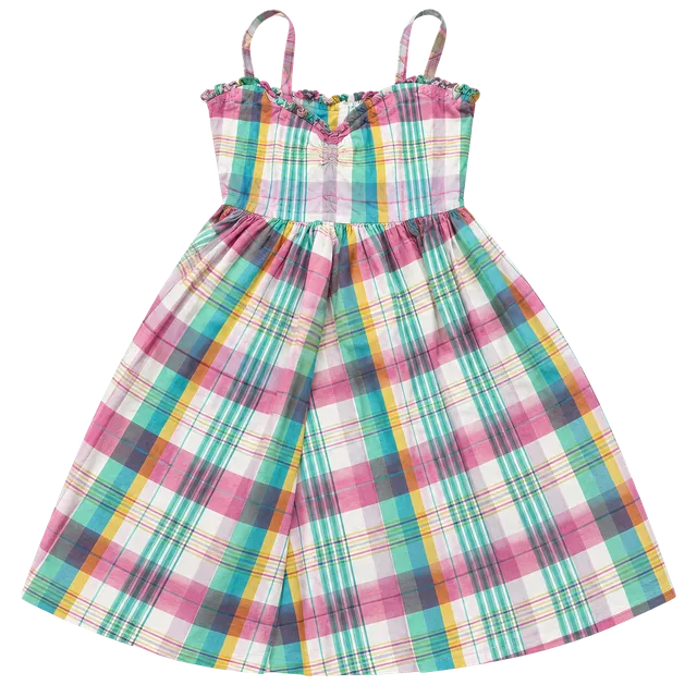 Polo Ralph Lauren Plaid Sundress with Ruffles Size 6 Multi Color 100% Cotton