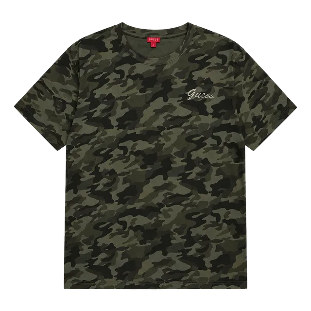 Guess Camouflage T-Shirt Size XL Green Graphic 81