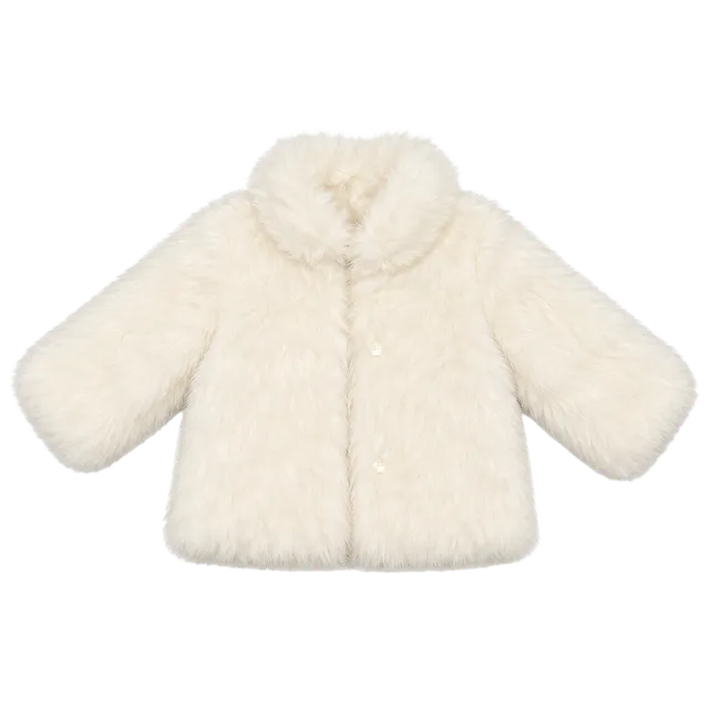 Janie & Jack faux fur coat girls size 5/6