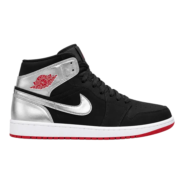 Air Jordan 1 Mid Johnny Kilroy Size 12 Black Metallic Silver Red