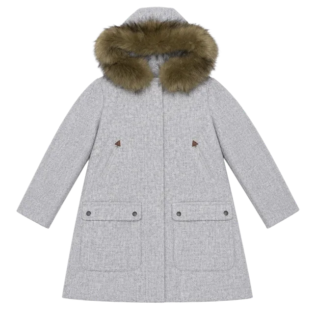 J.Crew Italian Stadium Cloth Hooded Parka Size 0P Gray