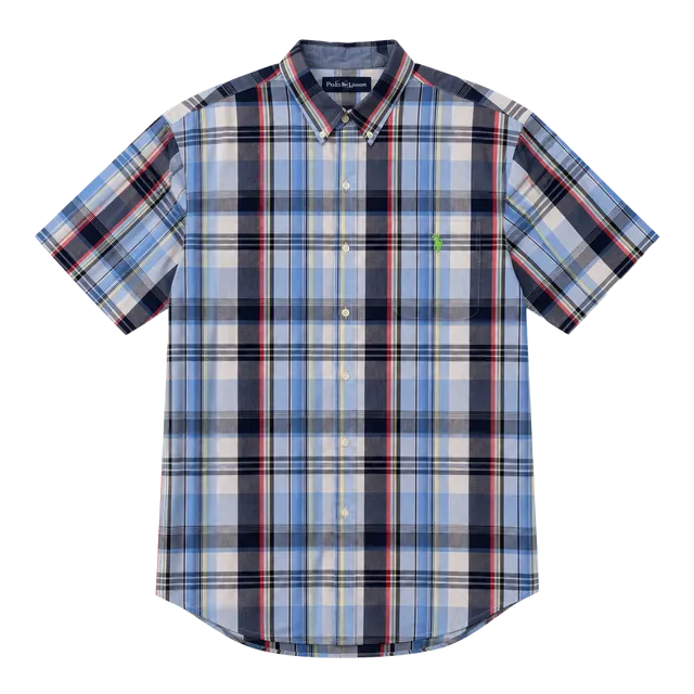U.S. Polo Assn. Plaid Button-Down Shirt XL Short Sleeve Blue