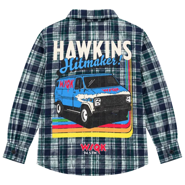Stranger Things crop Flannel Size M (8-10) Hawkins WSQK Van
