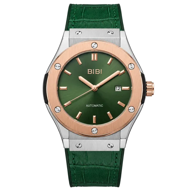 Bibi Automatic Limited Edition Green Dial Leather Strap Watch