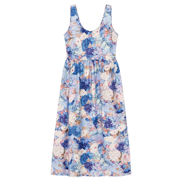 U-Dear Floral Maxi Dress Size 1XL Blue Tank Sleeveless Long Sundress