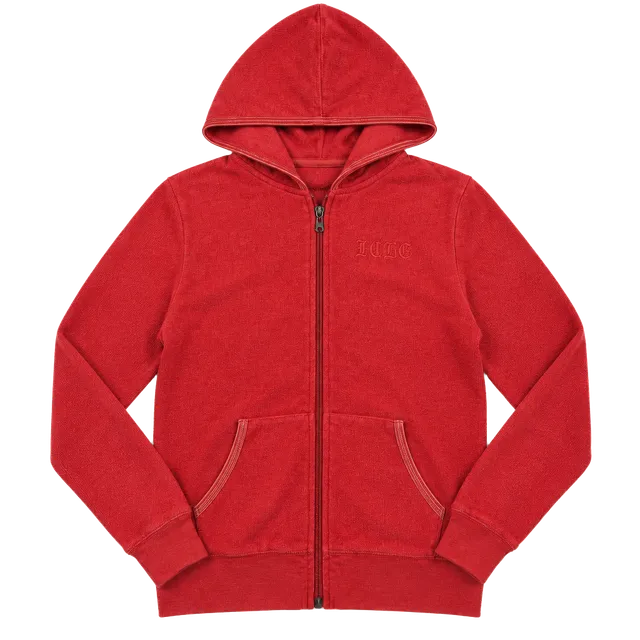 BCBG Max Azria Full Zip Hoodie Red Velour Size M (OF)