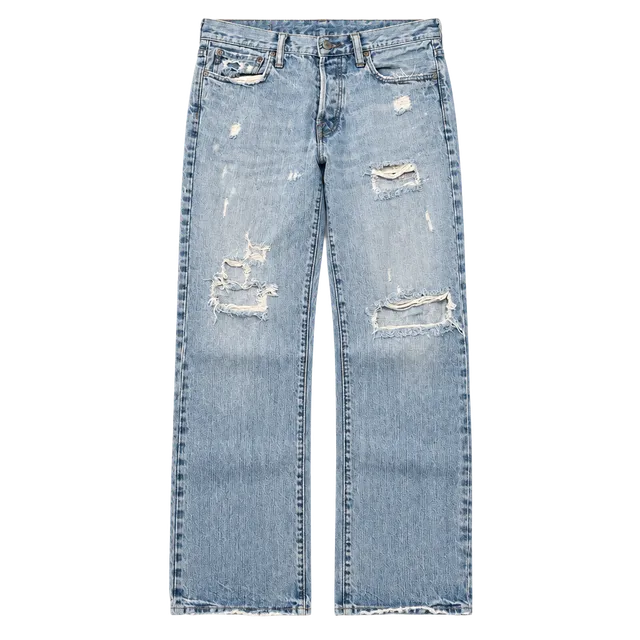 1990s Early 2000s Abercrombie & Fitch Distressed Jeans 32x32 Light Wash Bootcut