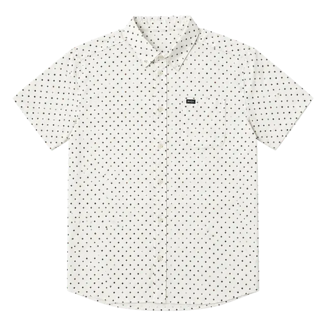 RVCA Short Sleeve Button Down Shirt Size L White Polka Dot
