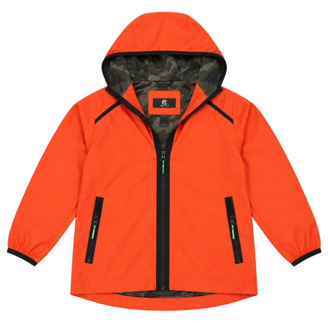 Champion C9 Jacket Size YS (6-7) Orange Camo Windbreaker Hooded