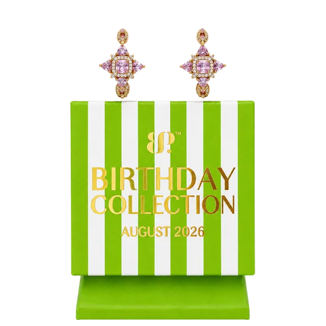 BP August Designer Hoops Star Pink Spinel Rose Gold Links