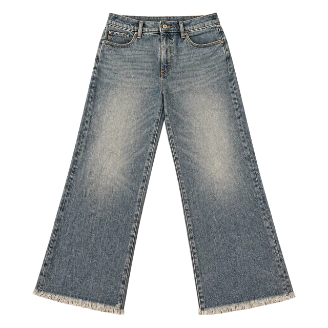 LOFT Wide Leg Jeans Size 27/4 Blue Denim Raw Hem h74