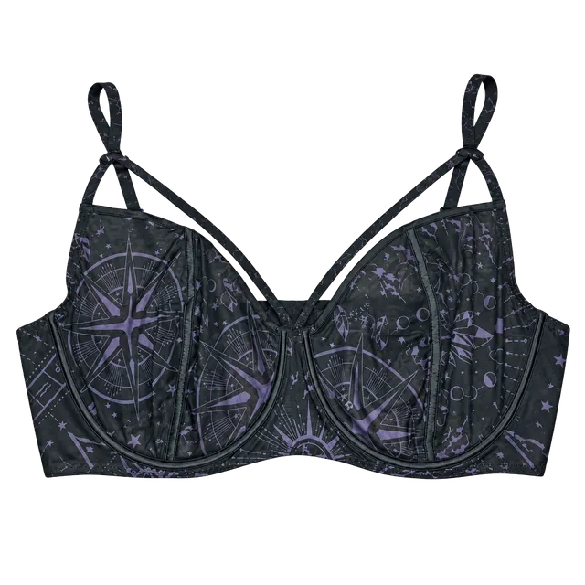 Killstar Garnetta Strappy Bra Plus Size 4XL Black Mesh Moon Star Underwire