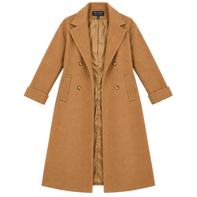 Women's Donnybrook Coat Size 14T Camel Wool Trench Belted Double Breasted