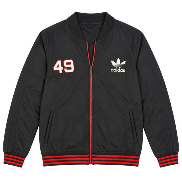 Adidas Jacket Size 2XL Black Red 49 Trefoil Full Zip Track Bomber