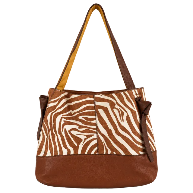 Parfois Zebra Print Animal Hair Leather Shoulder Bag Brown