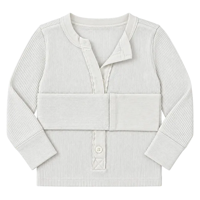 Aerie Thermal Henley Long Sleeve Top XS White Ribbed Button