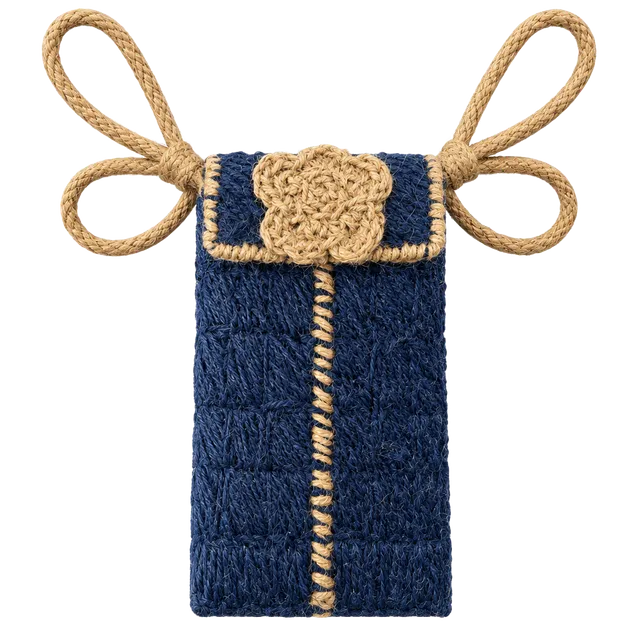 Handmade Blue Jute Sun Crossbody Phone Bag