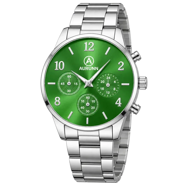 Aurionny Men's Stainless Steel Green Quartz Watch