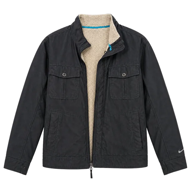 Nike Sherpa Lined Cargo Jacket Size L Black Full Zip Pocket