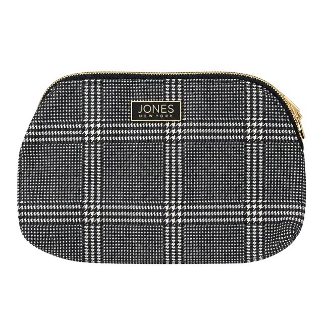 Jones New York Black White Houndstooth Cosmetic Bag